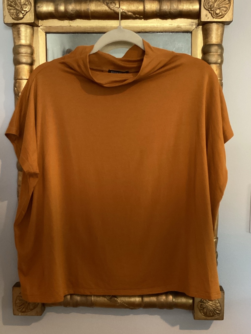 Eileen Fisher Burnt Orange Short Sleeve Draped Top